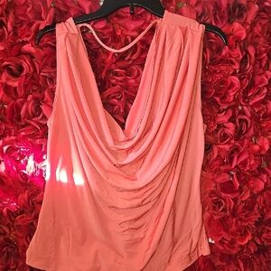 Frederick's of Hollywood Women's Coral Drape Blouse Size Xlarge